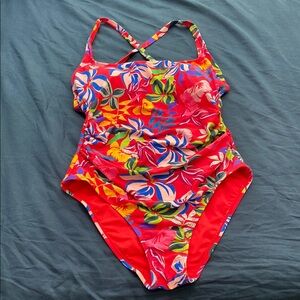 Red Floral One Piece Swimsuit